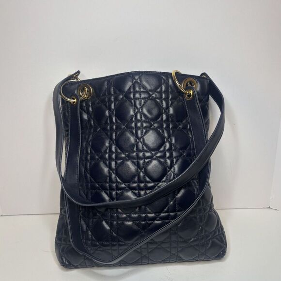 Via Piaggi Vintage Embossed Italian Leather Shoulder Bag Gold Designer Womens - Picture 5 of 10